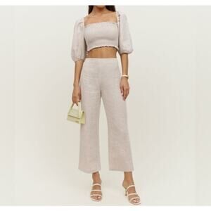 Reformation Scarlett Linen Cream Two Piece Set Size 8
